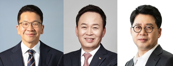 (왼쪽부터)최창원 SK수펙스추구협의회 의장, 장용호 SK(주) CEO, 박상규 SK이노베이션 CEO. 사진=SK그룹 제공